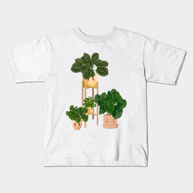 Happy Plant Friends Kids T-Shirt by gusstvaraonica